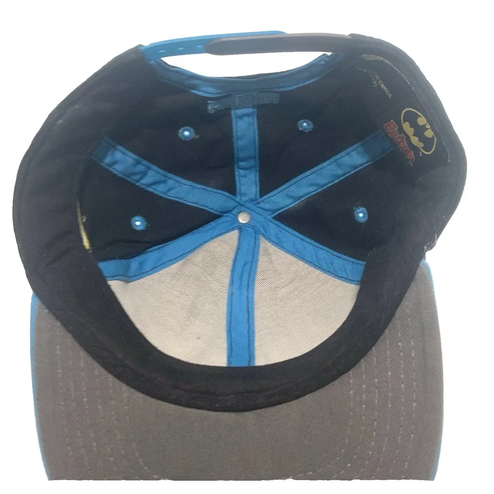 Batman DC Comics Kids‎ Snapback Hat Black Grey Blue Embroidered Flat Brim Cap